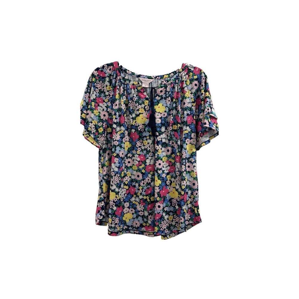 Allison Daley Womans Sz 1X  Top NWT Multi Color Floral Short Sleeve